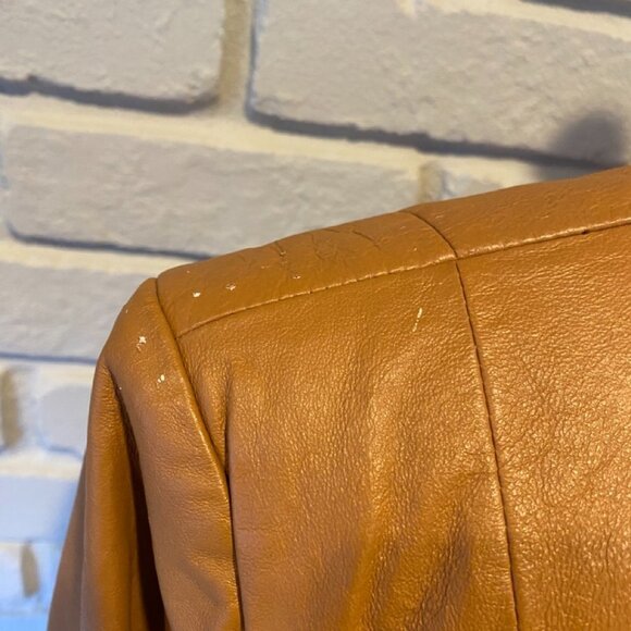 Bagatelle 100% Leather Blazer in Camel Women's Size 6 #002 - Picture 7 of 8